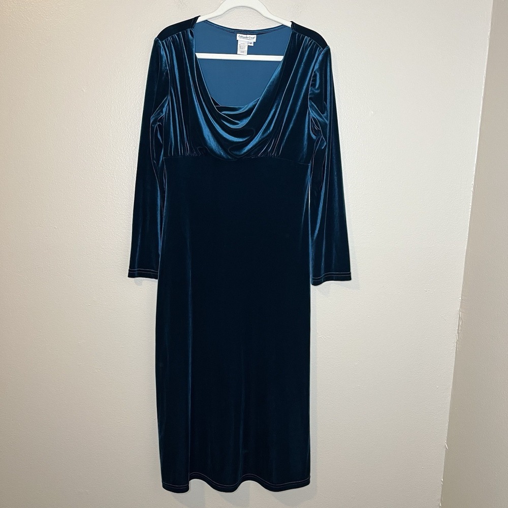 vtg velvet babydoll Dress Cowl Jewel Teal Holiday 12 Whimsigoth Dark‎ Romantic